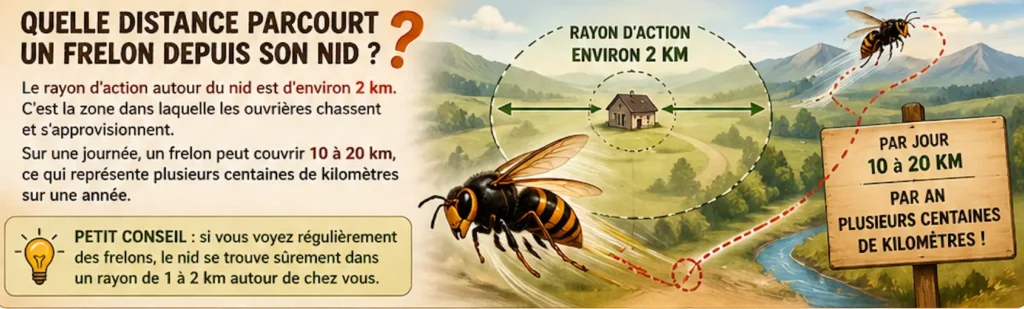 distance parcourt un frelon depuis son nid